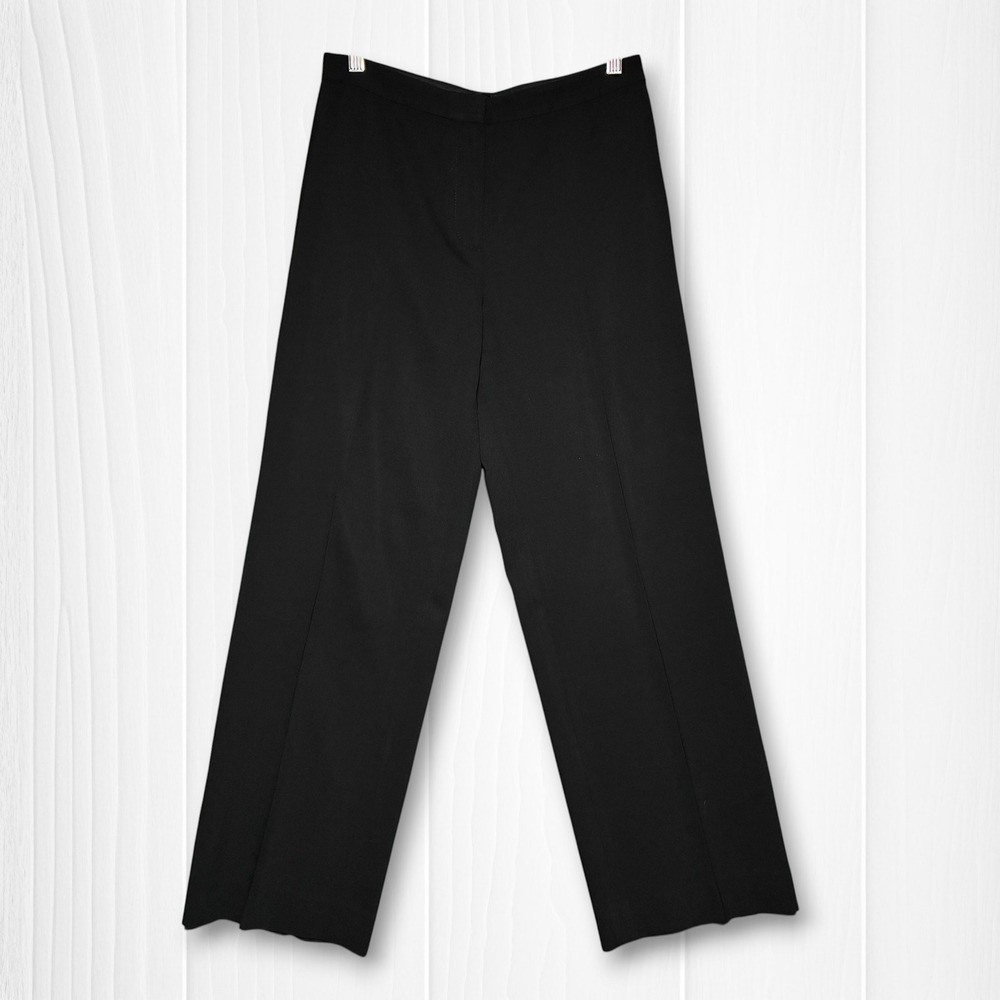 St. John Collection Virgin Wool Straight‎ Leg Trousers Dress Pants Women 8 Black